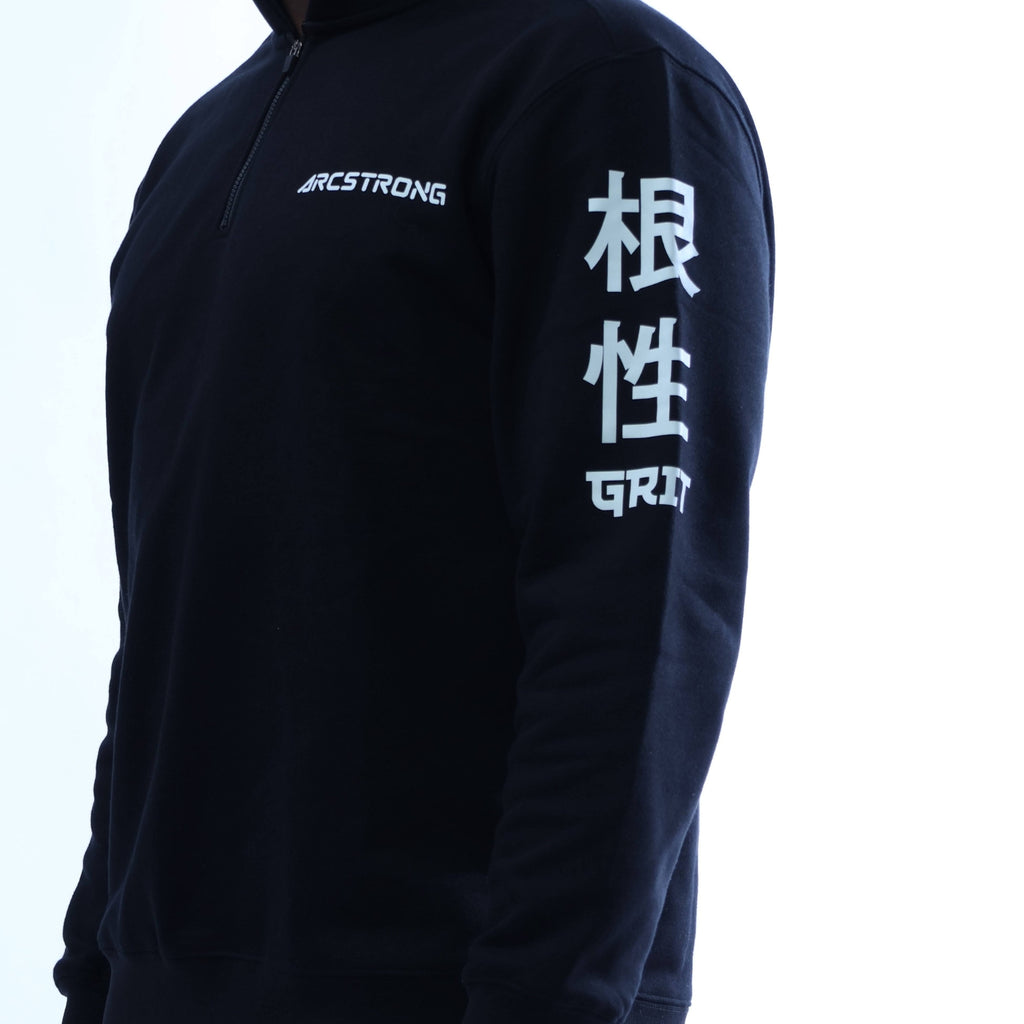 "GRIT" Quarter-Zip Sweatshirt – Black