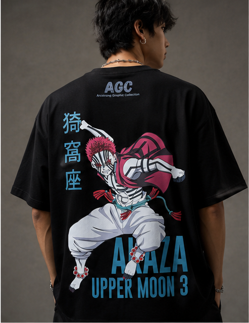 Akaza Upper Moon III Tee – Demon Slayer Oversized Streetwear