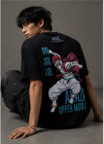 Akaza Upper Moon III Tee – Demon Slayer Oversized Streetwear