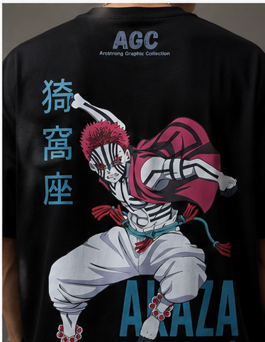 Akaza Upper Moon III Tee – Demon Slayer Oversized Streetwear
