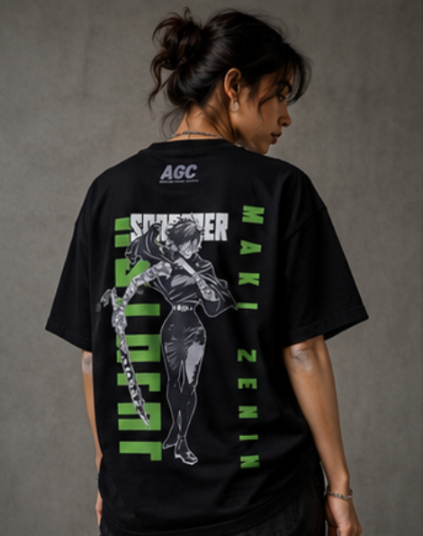 Maki Zenin Oversized Tee – Split Resolve | Anime Streetwear
